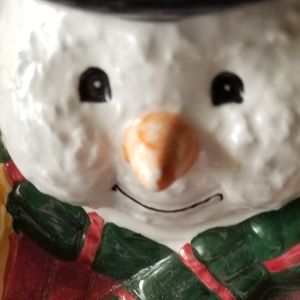 Snowman Cookie Candy Dish Large Brand new